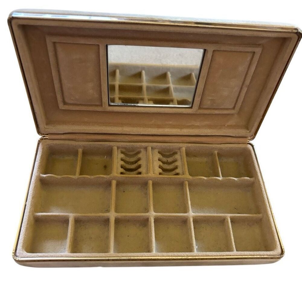 Vintage Velvet Travel Jewelry Case With Mirror